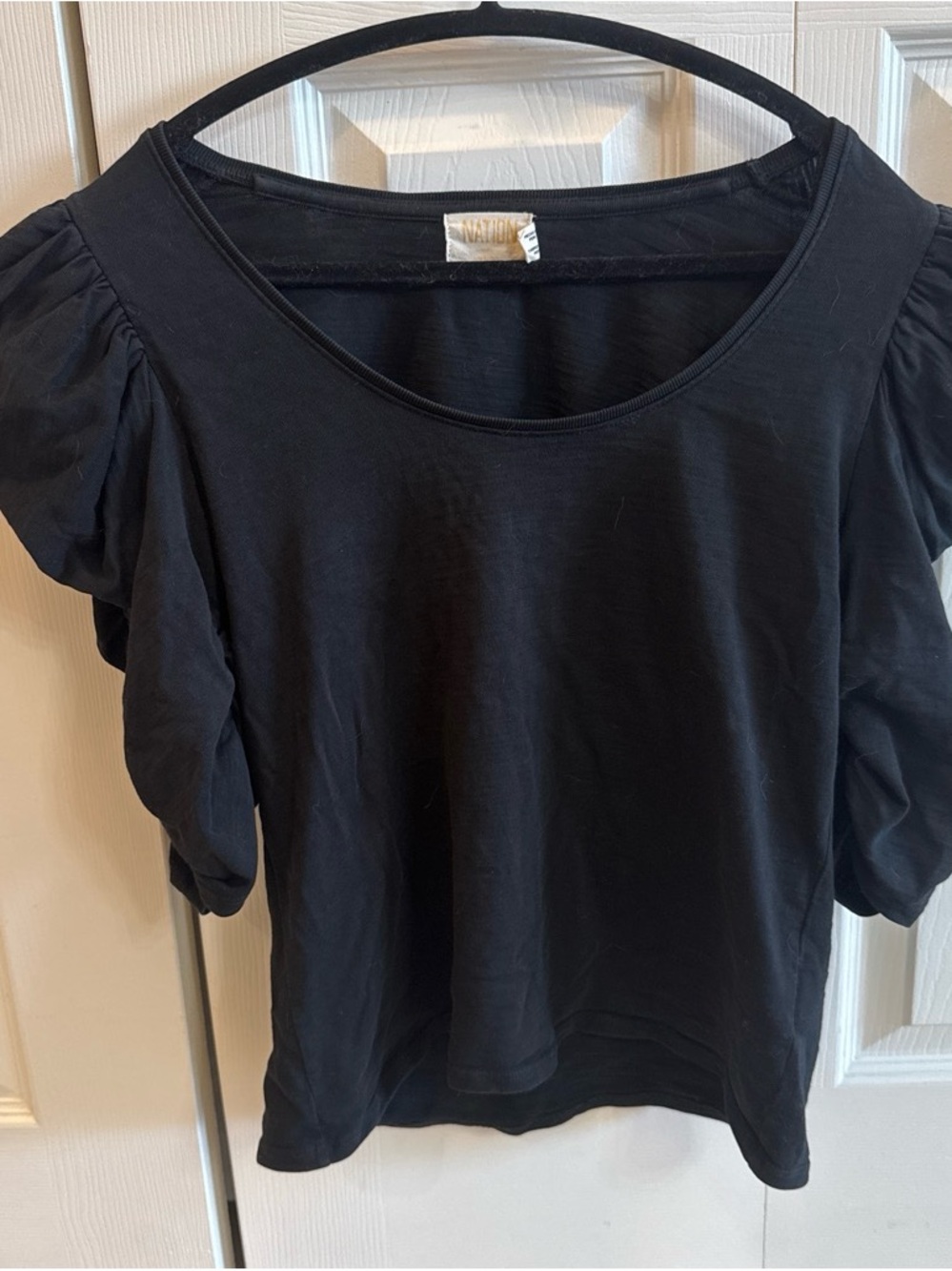 Women's Black Puff Sleeve Top